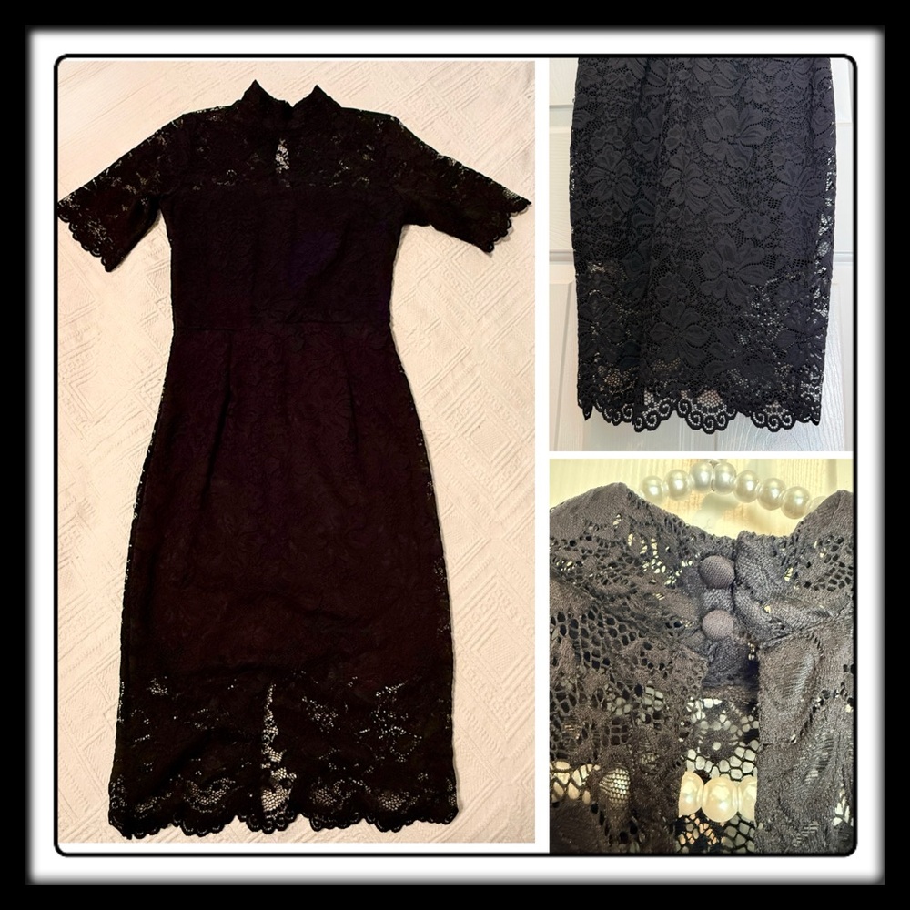 Dress - New York & Company lace - mock neck - size small - classic. Excellent - Picture 16 of 16